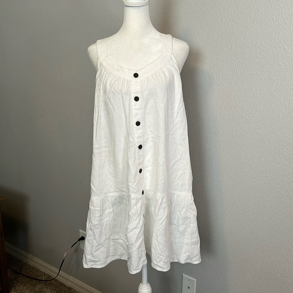JCrew Factory Linen Blend Button Front Mini Dress White Size 00